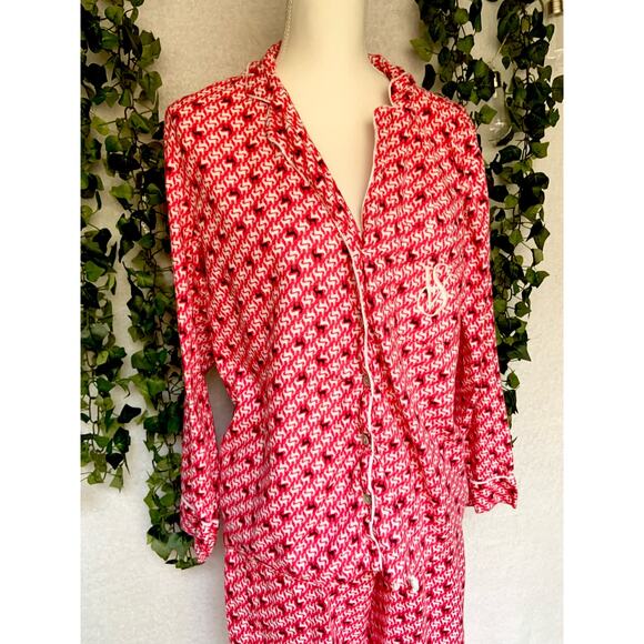 Victoria's Secret The Dreamer Red White Reindeer Print Flannel Pajama Set Small - Picture 2 of 11